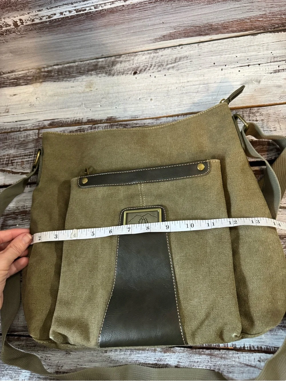 Canvas Crossbody Bag in Olive Green